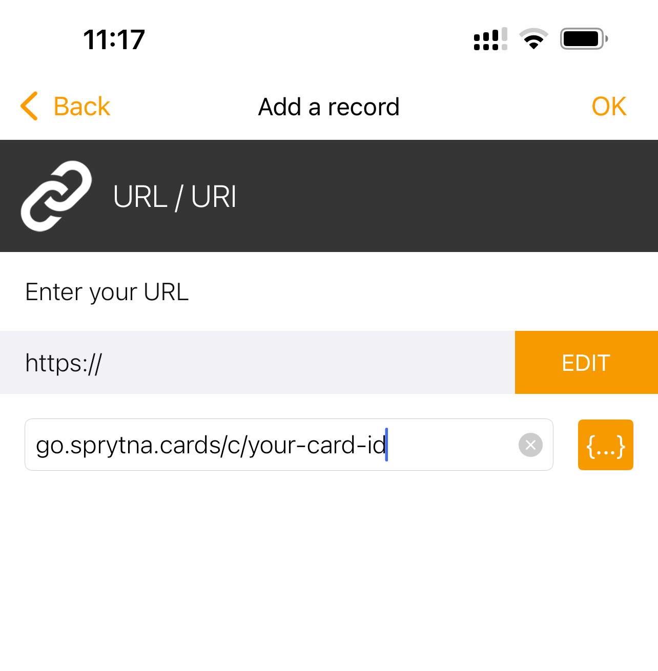 NFC Tools add url card id