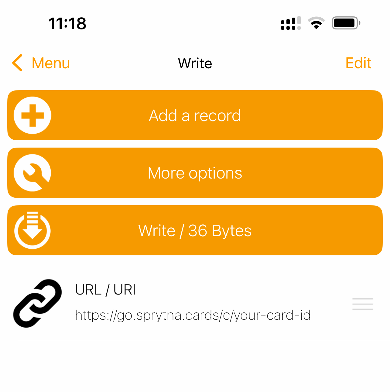 NFC Tools add url card id