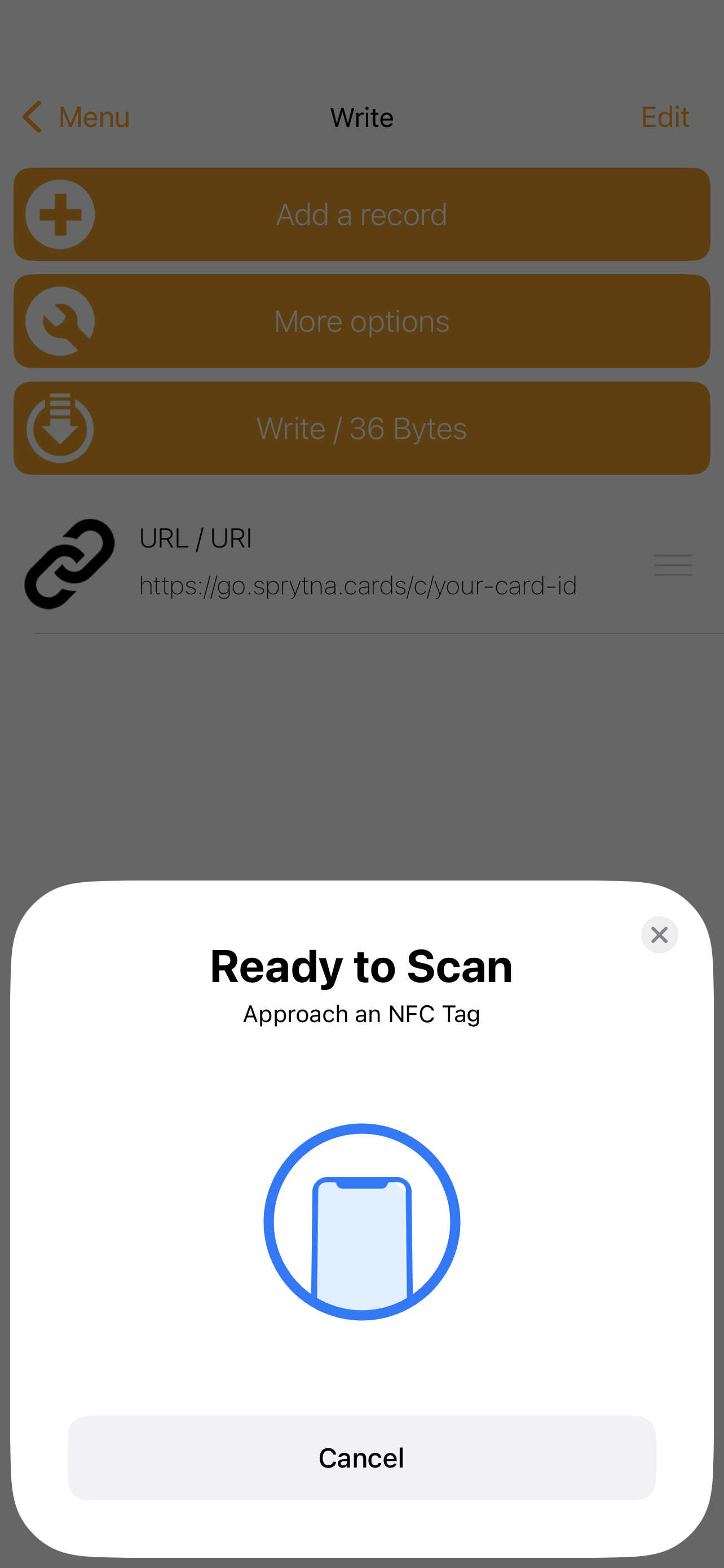 NFC Tools add url card id